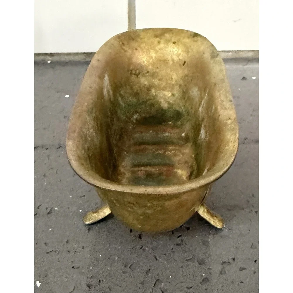 VTG Miniature Solid Brass Claw Foot Bath Tub Dollhouse Soap Dish Planter Holder